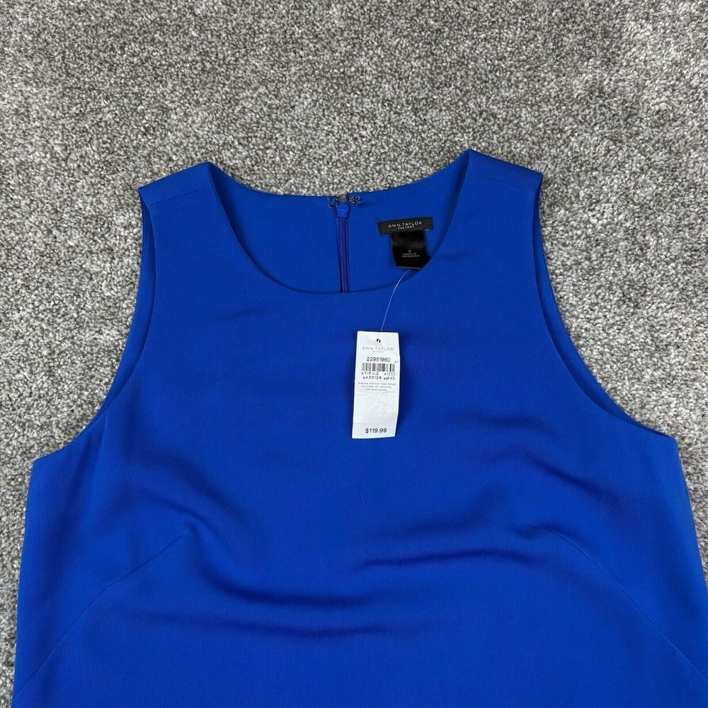 NEW Ann Taylor Factory Dress Women's 4 Cobalt Blue Midi Ruffled Hem Classy - Picture 2 of 8